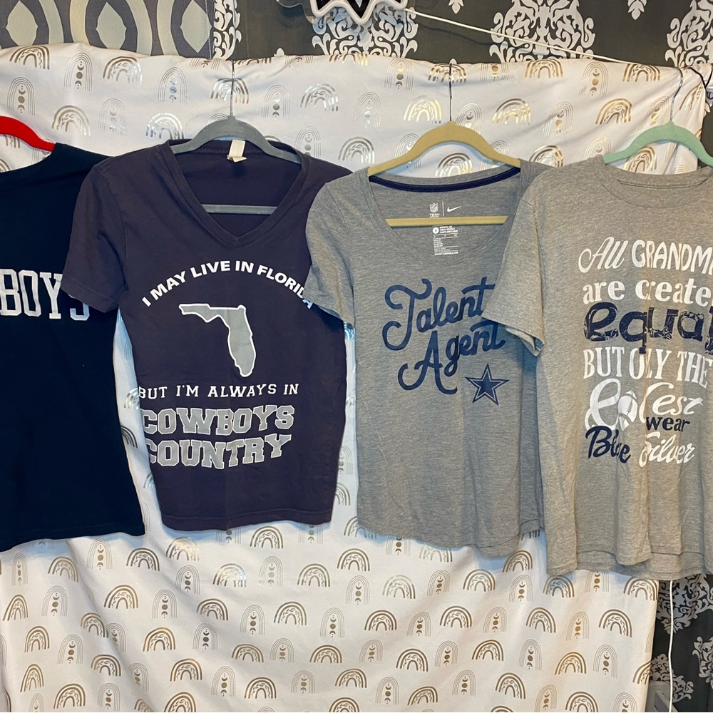 Nike Gray and Black Short Sleeve Tees Versatile Style Dallas Cowboys